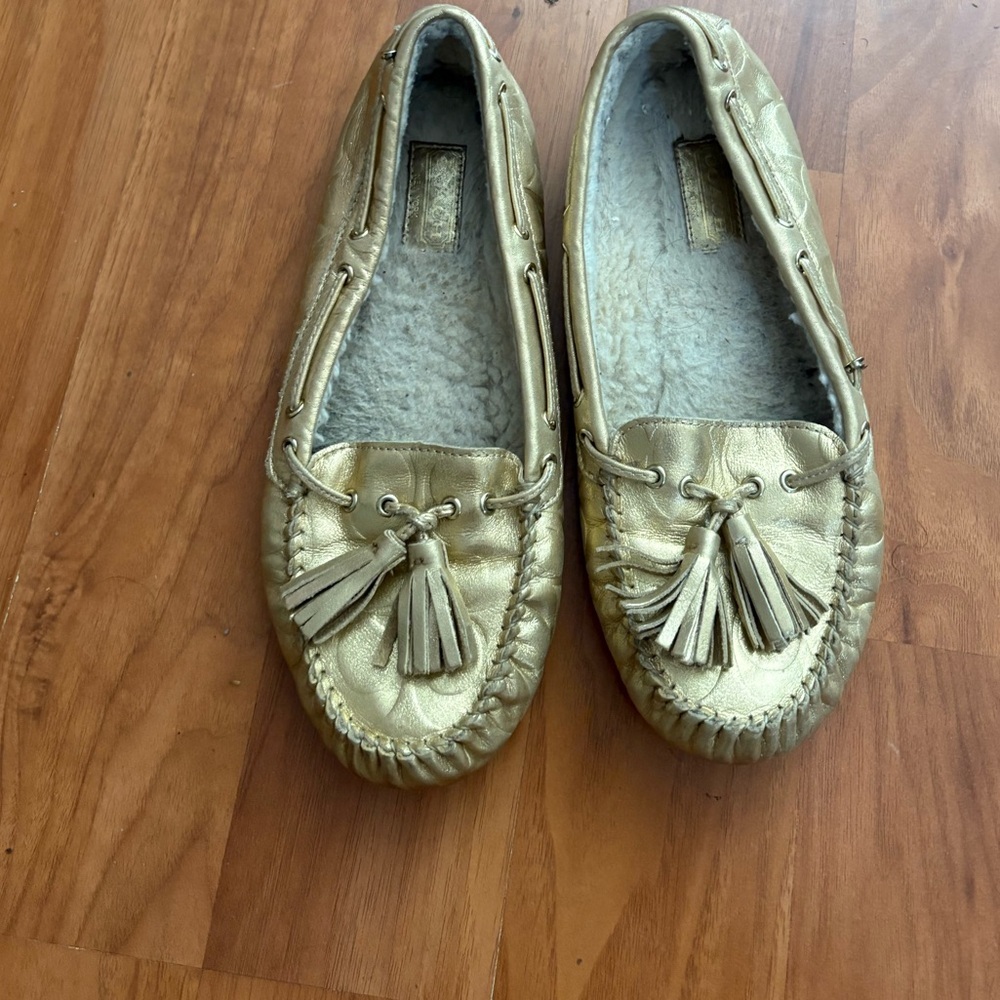Coach Gold Anita‎ Enbossed Moccasin